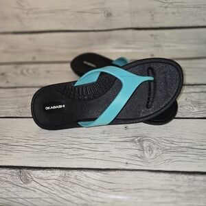 Okabashi Women's SZ ML 8/9 Black and Sea Glass Marina Sandals Flip Flops USA